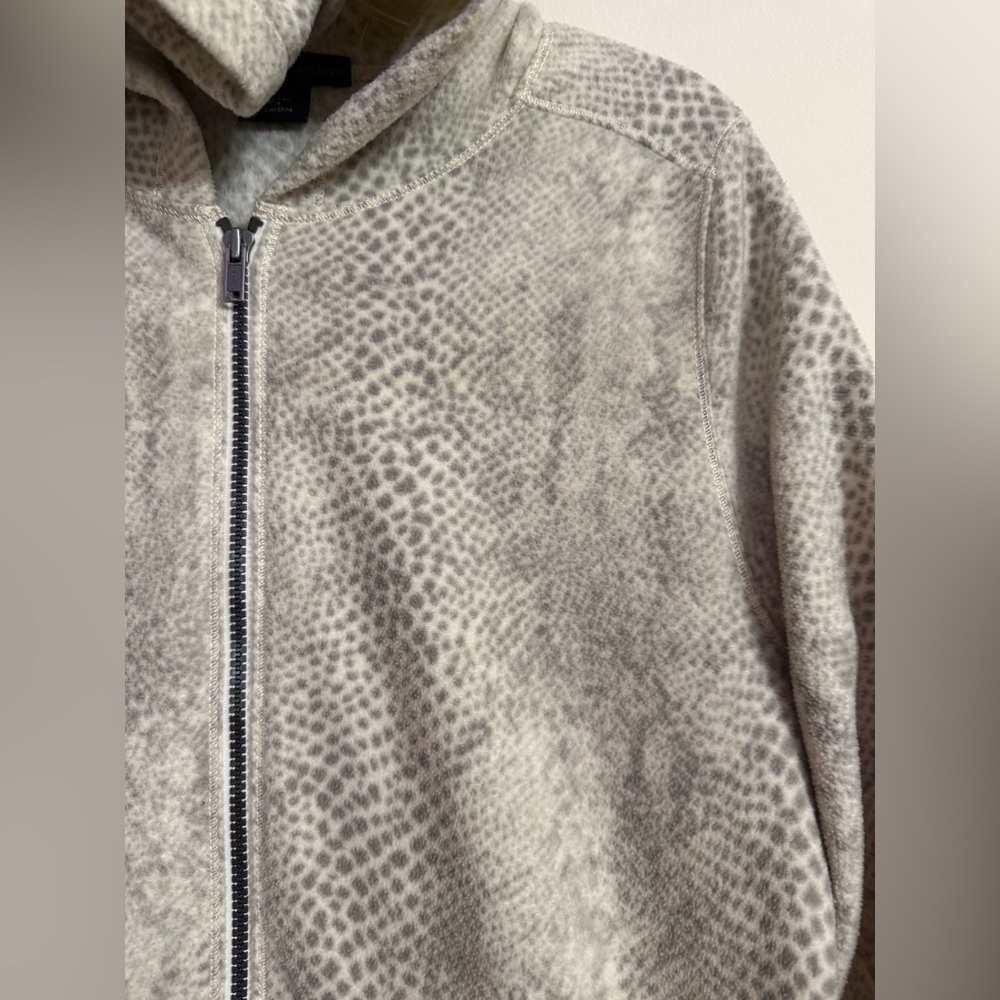 Calvin Klein Fleece Gray Cream Full Zip Hoodie Sweater Pockets Women’s XL - Picture 2 of 4